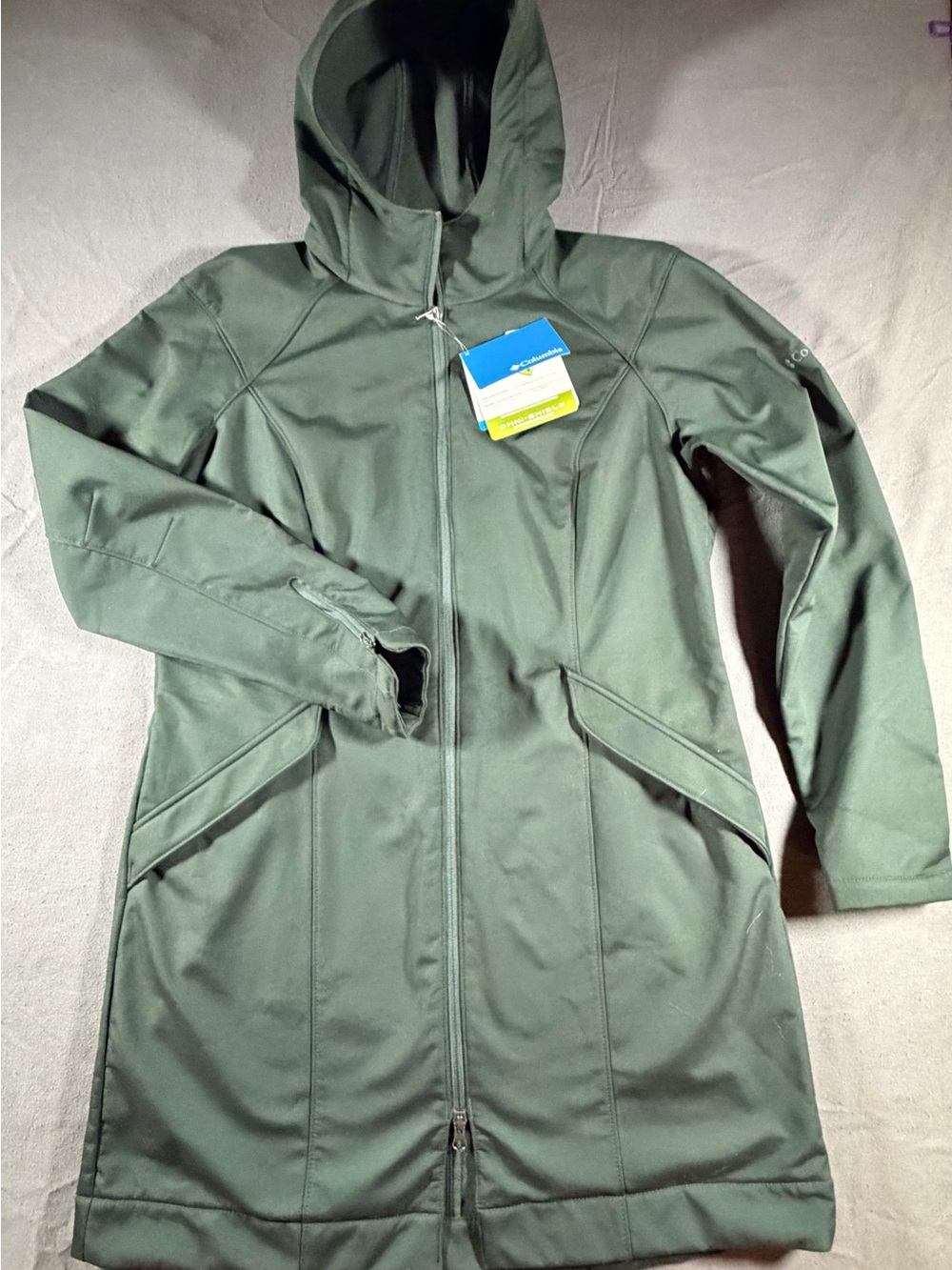 Columbia NWT Women's XL Olive Green Fleece Lined Hooded Softshell Jacket Coat